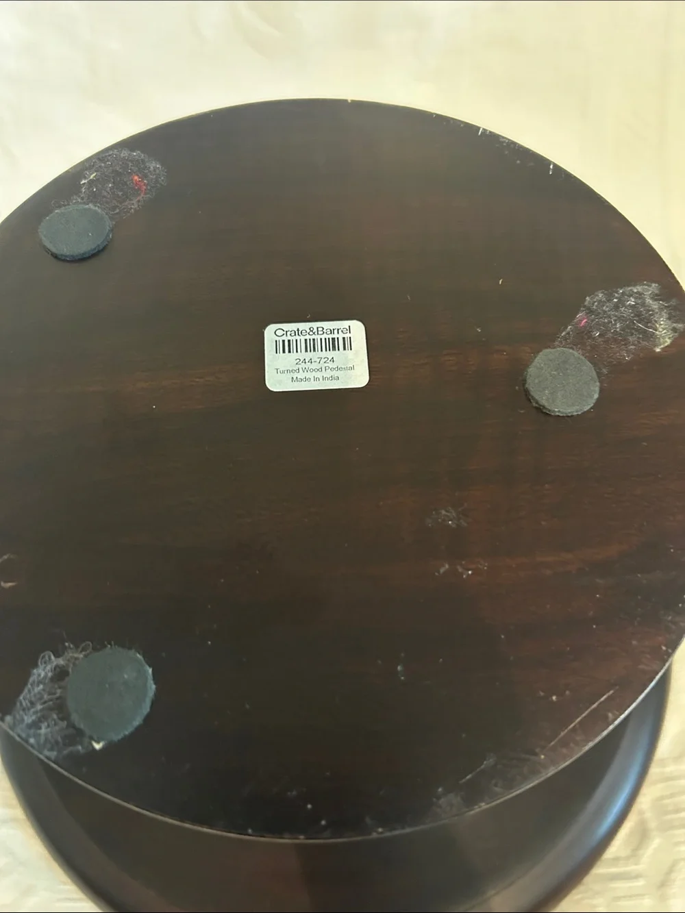 Crate and barrel Decorative brown wood Pedestal Cake Stand with Brown Edge